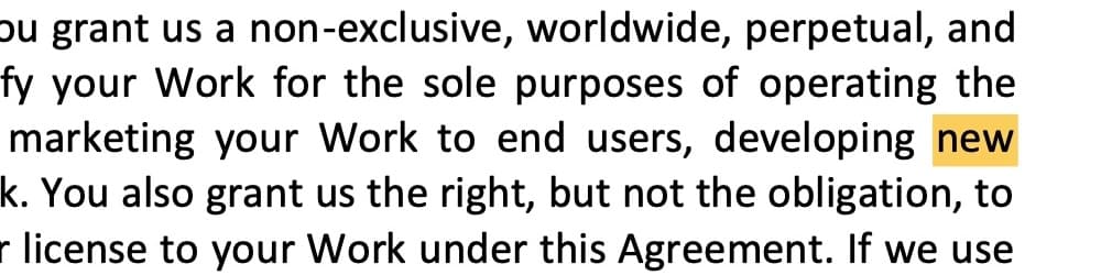 Contract clause: developing new features and services